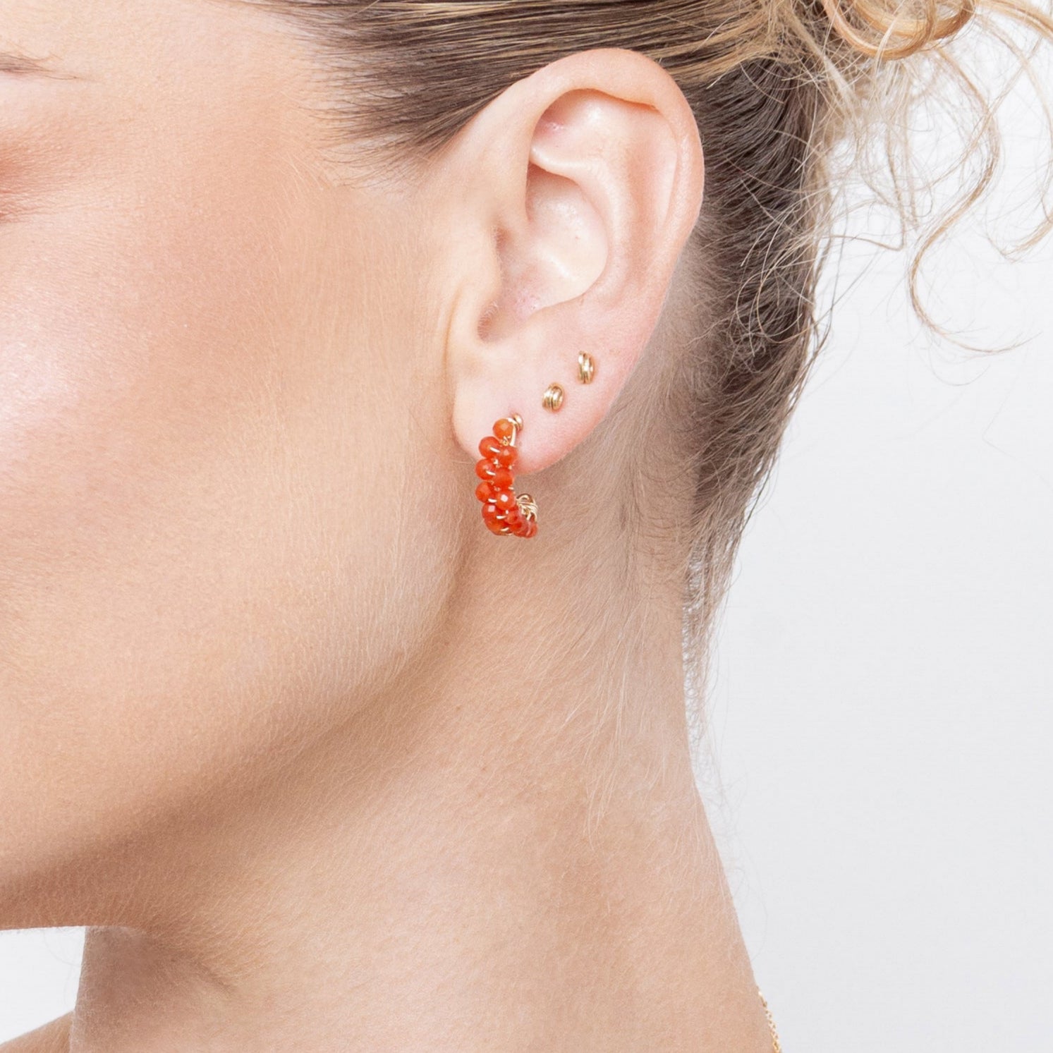 Cleopatra Hoop Earrings #1 (15mm) - Carnelian Earrings TARBAY