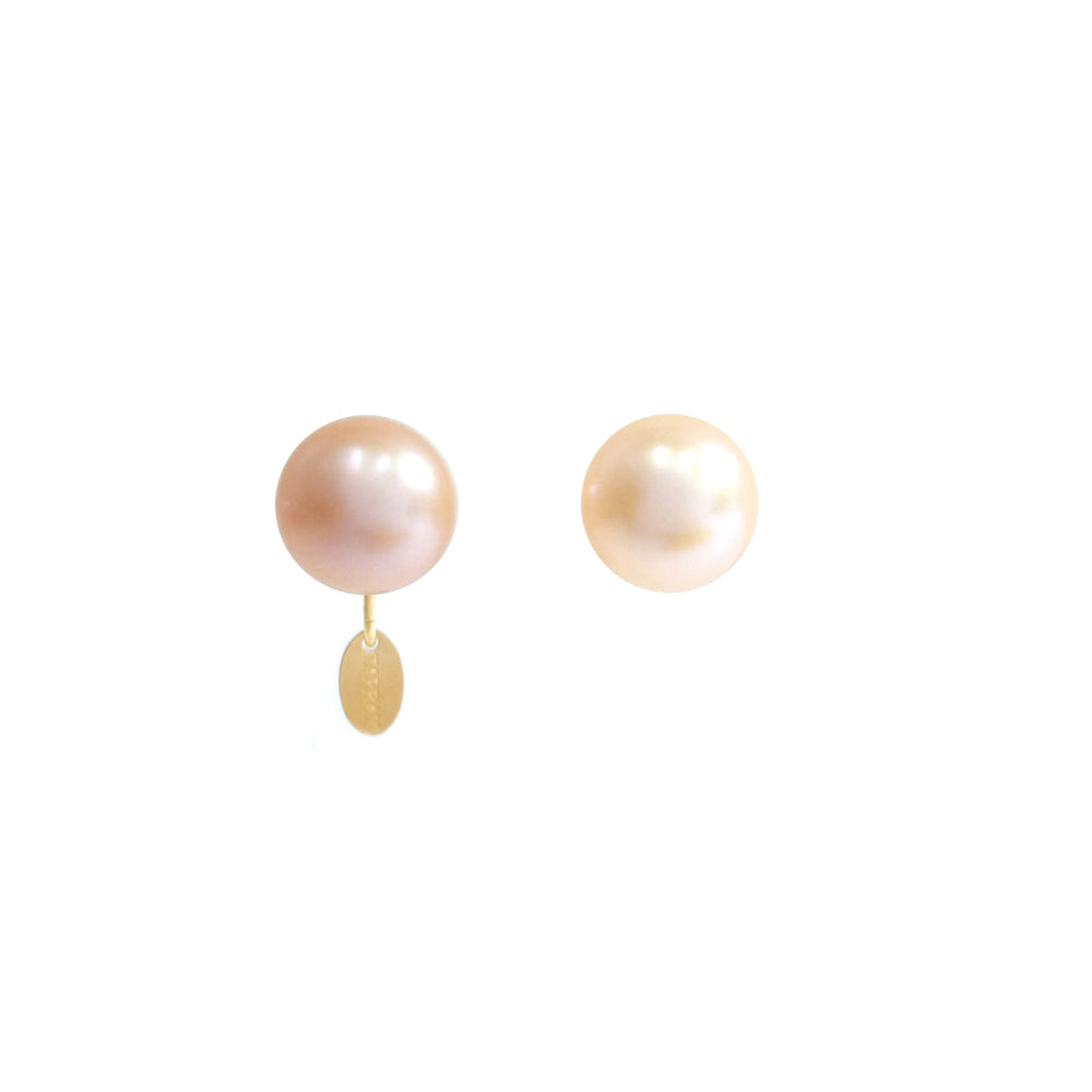 Classic Half-Round Pearl Earrings (10mm) - Salmon Pearl Earrings TARBAY   