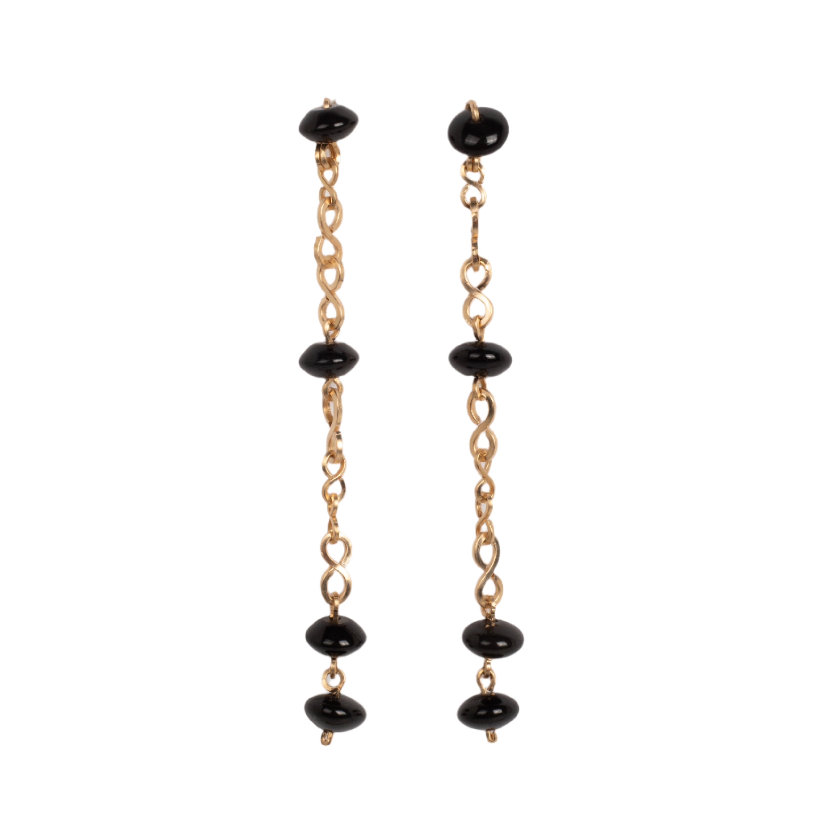 Wanda Earrings #1 (80mm) - Black Spinel & Yellow Gold Maiara TARBAY   