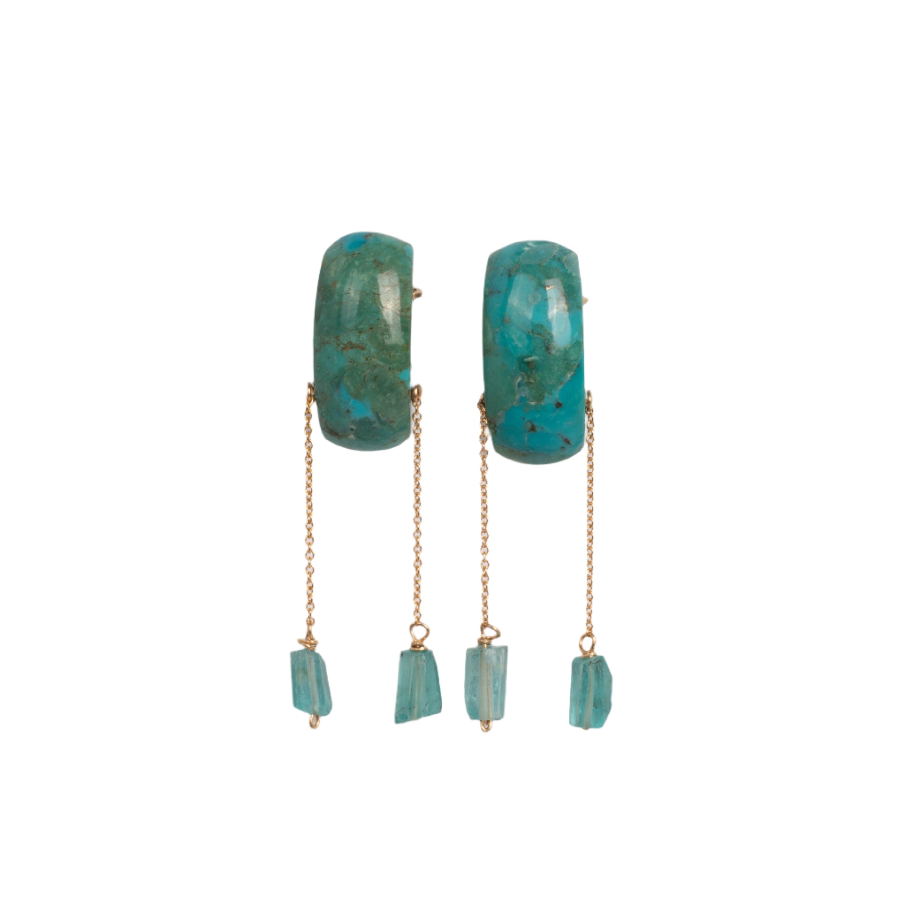 Petra Earrings #2 (50mm) - Turquoise & Apatite Maiara TARBAY   