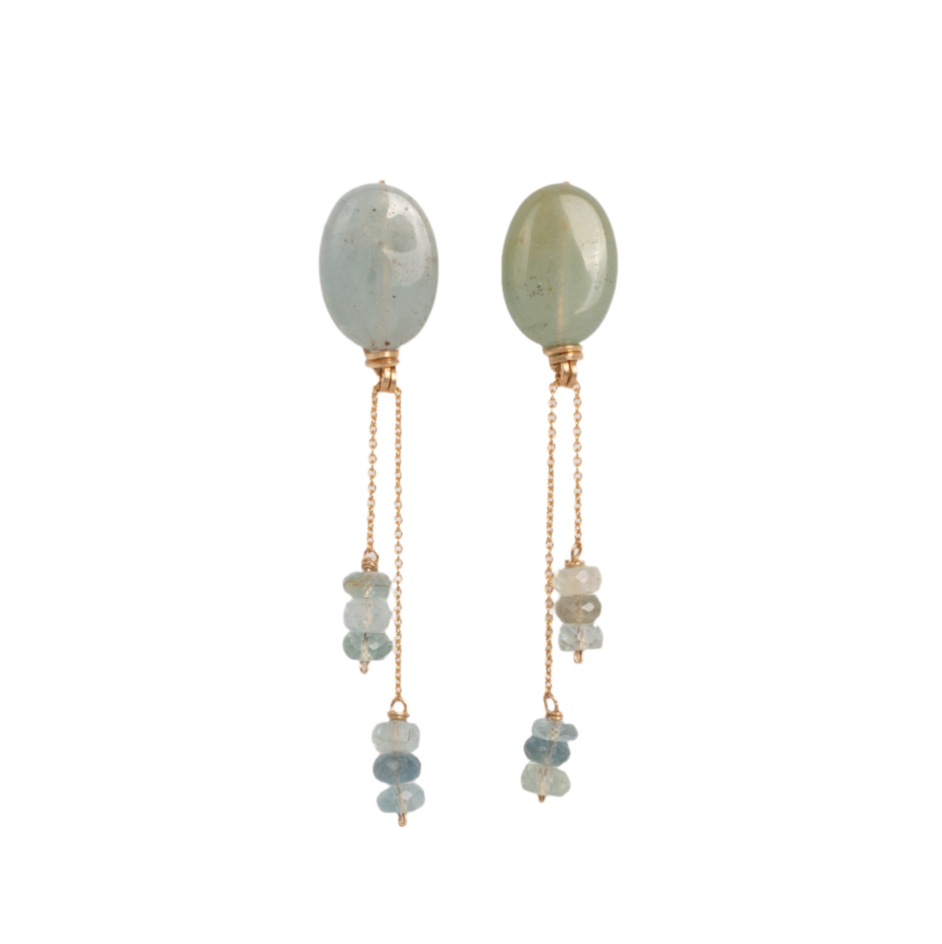 Petra Earrings #2 (60mm) - Aquamarine & Beryl Oval Maiara TARBAY   