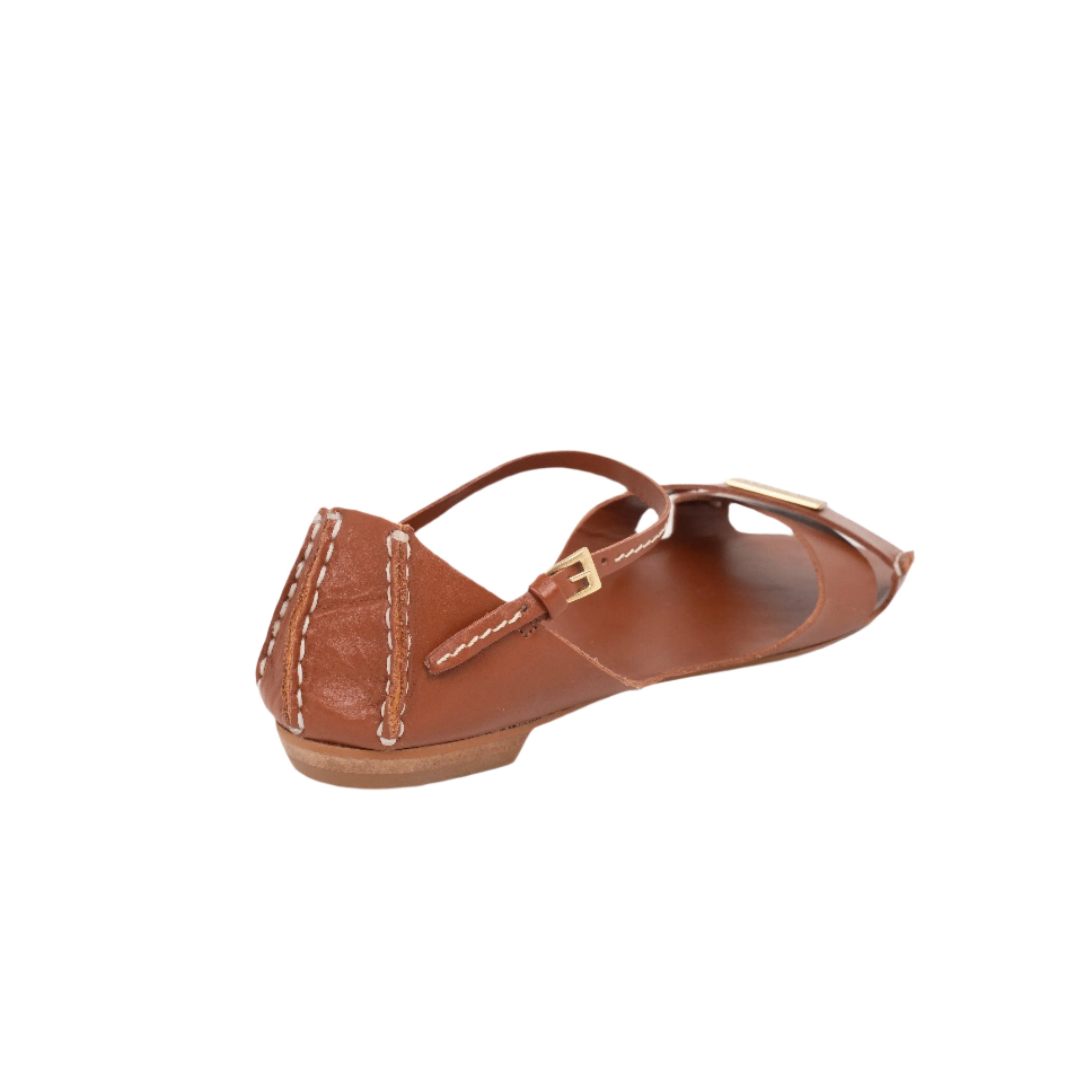 Tajali Leather Sandals - Tan Tajali Flats TARBAY