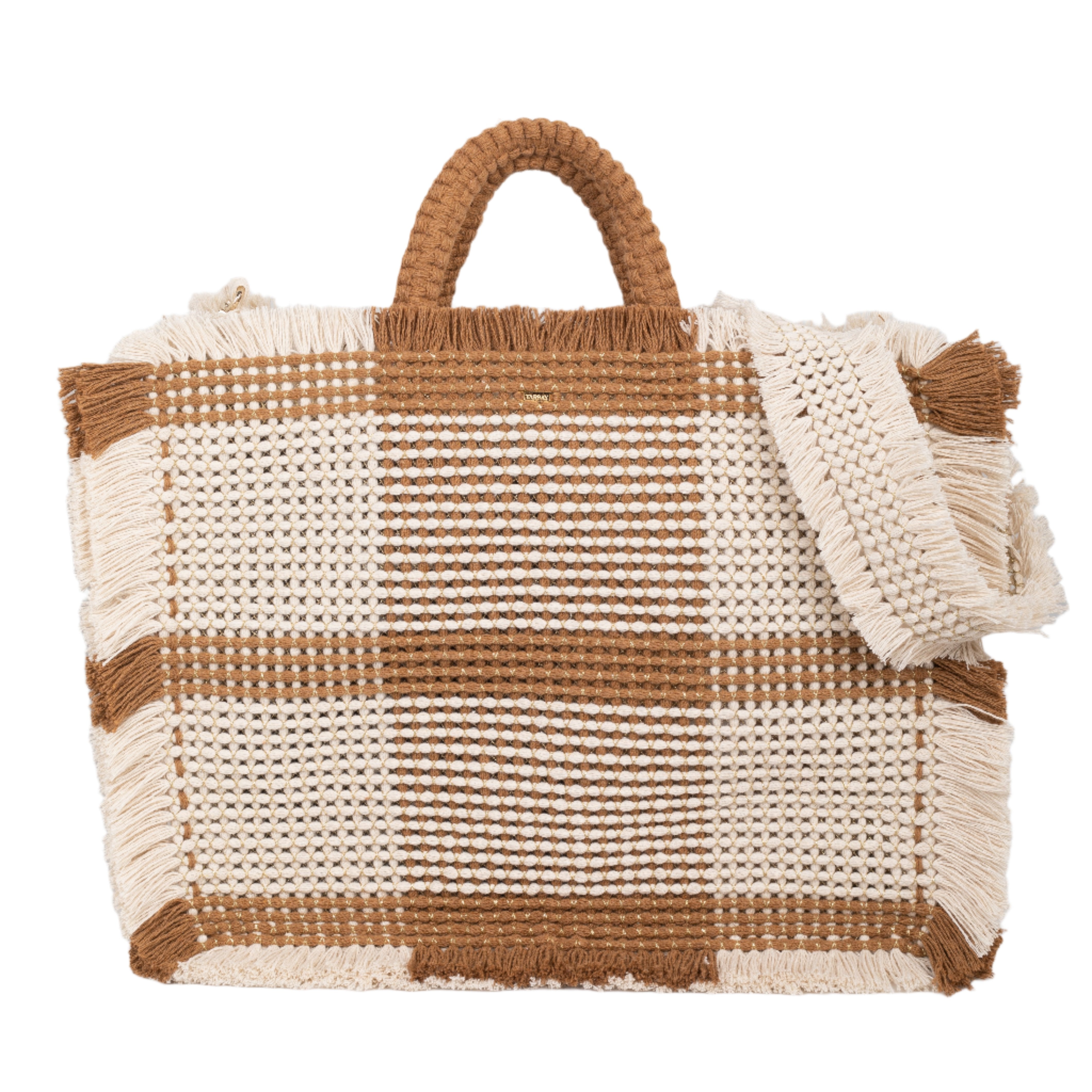 Gossypium Tote Bag XL - Buttercream & Tobacco Hand & Crossbody Bags TARBAY