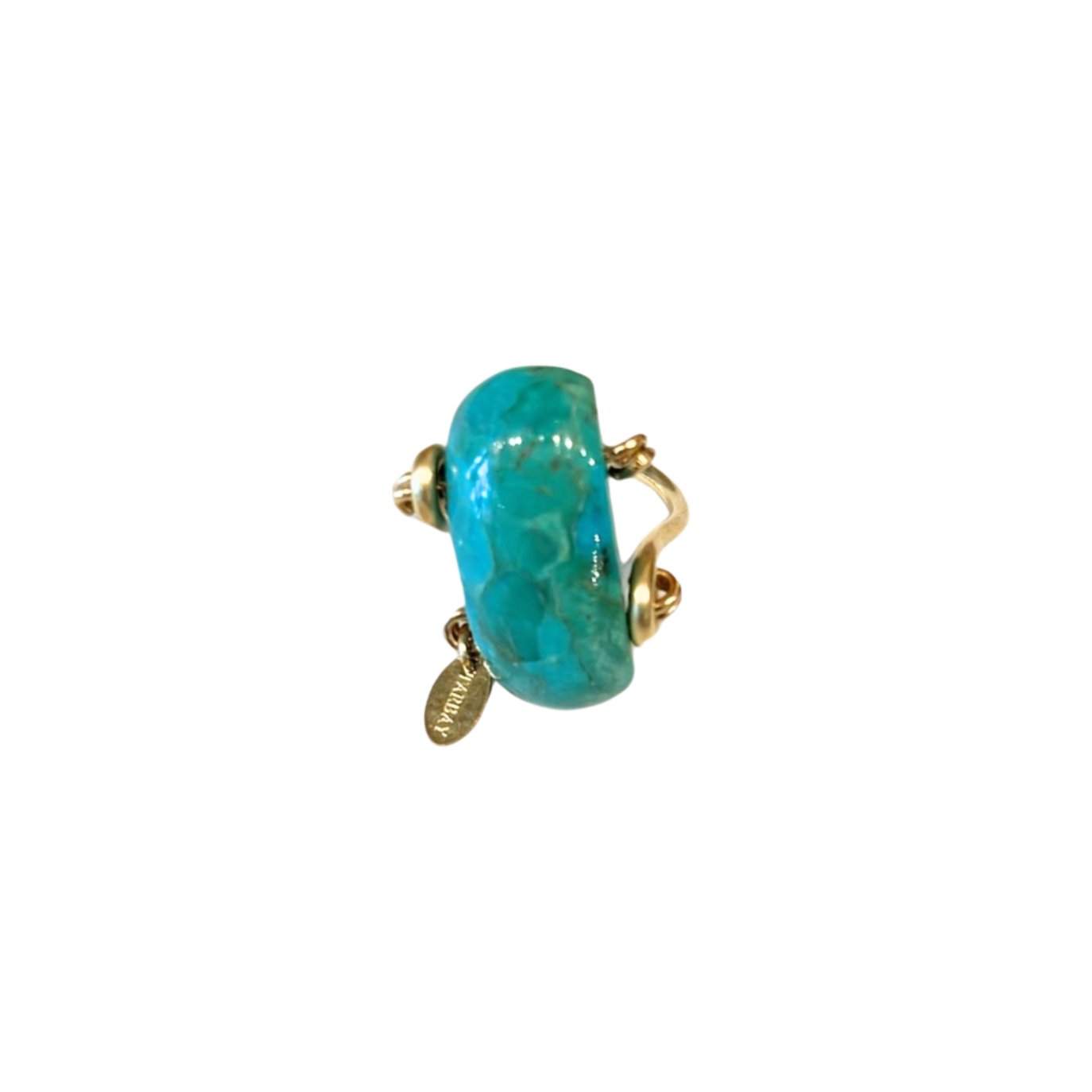 Petra Ring #1 (25mm) - Turquoise & Yellow Gold Maiara TARBAY   