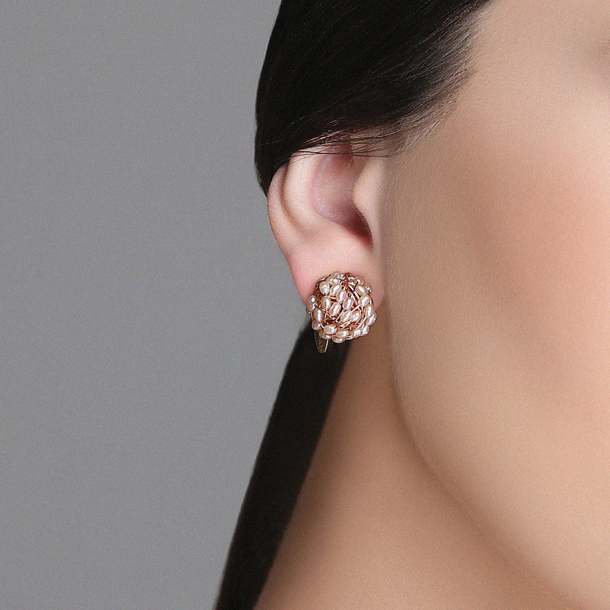 Clementina Stud Earrings #1 (12mm) - White Pearl & Rose Gold Earrings TARBAY   