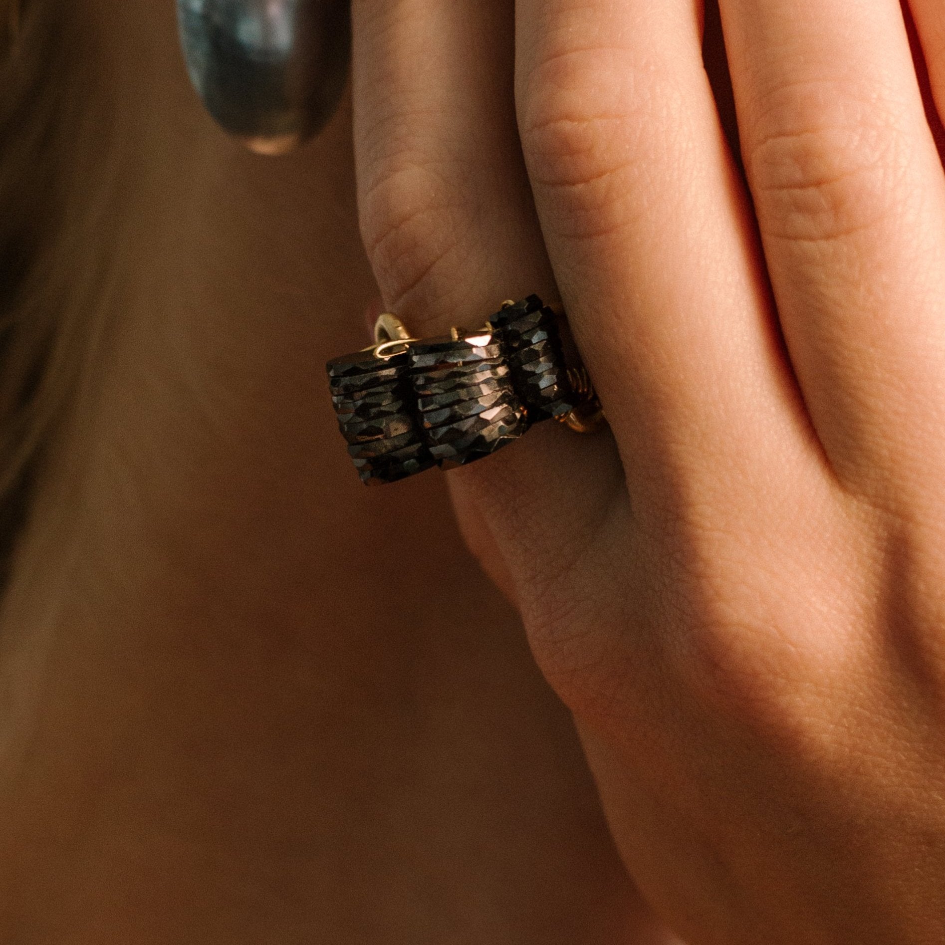 Diana Ring #1 (25mm) - Black Spinel & Yellow Gold Maiara TARBAY   