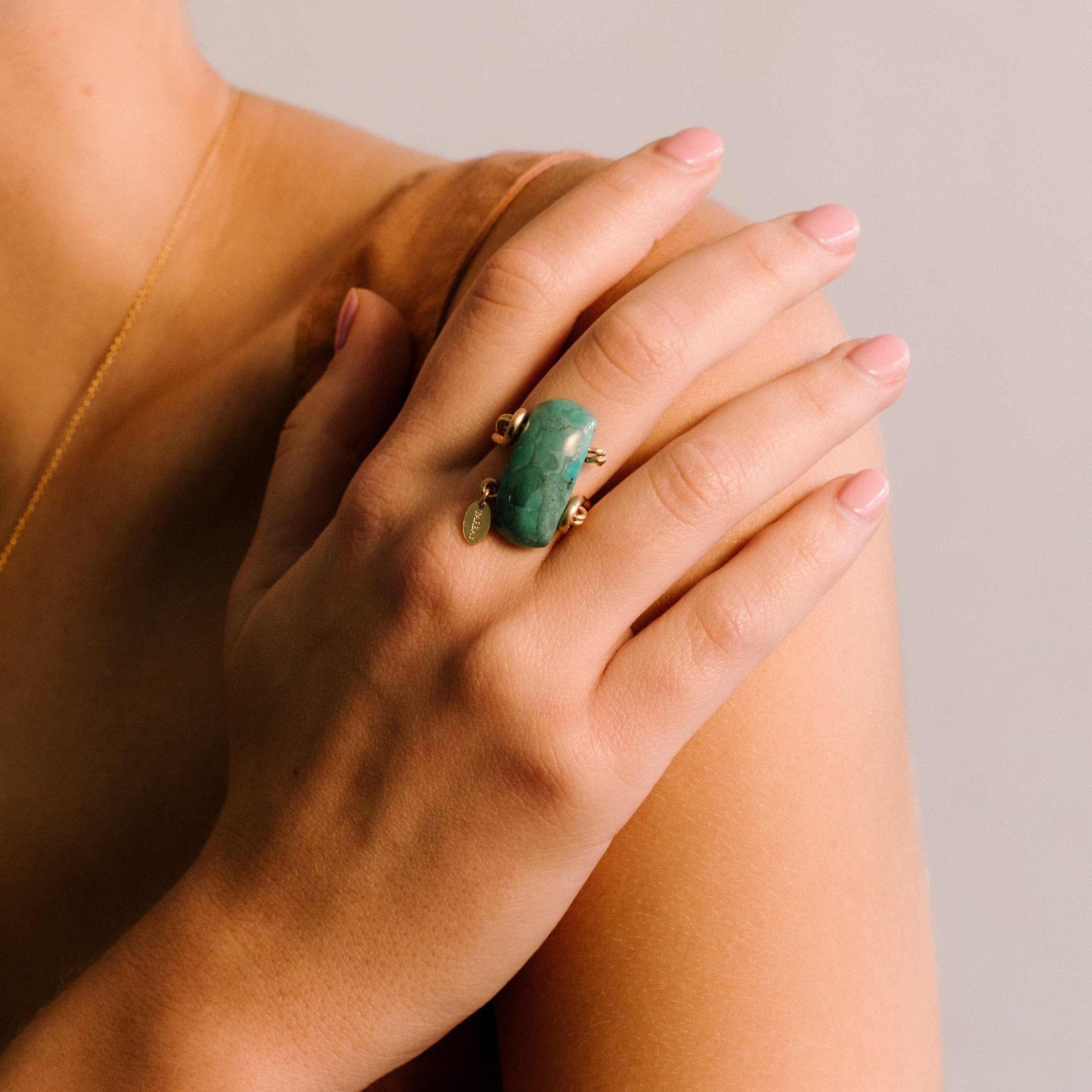 Petra Ring #1 (25mm) - Turquoise & Yellow Gold Maiara TARBAY   