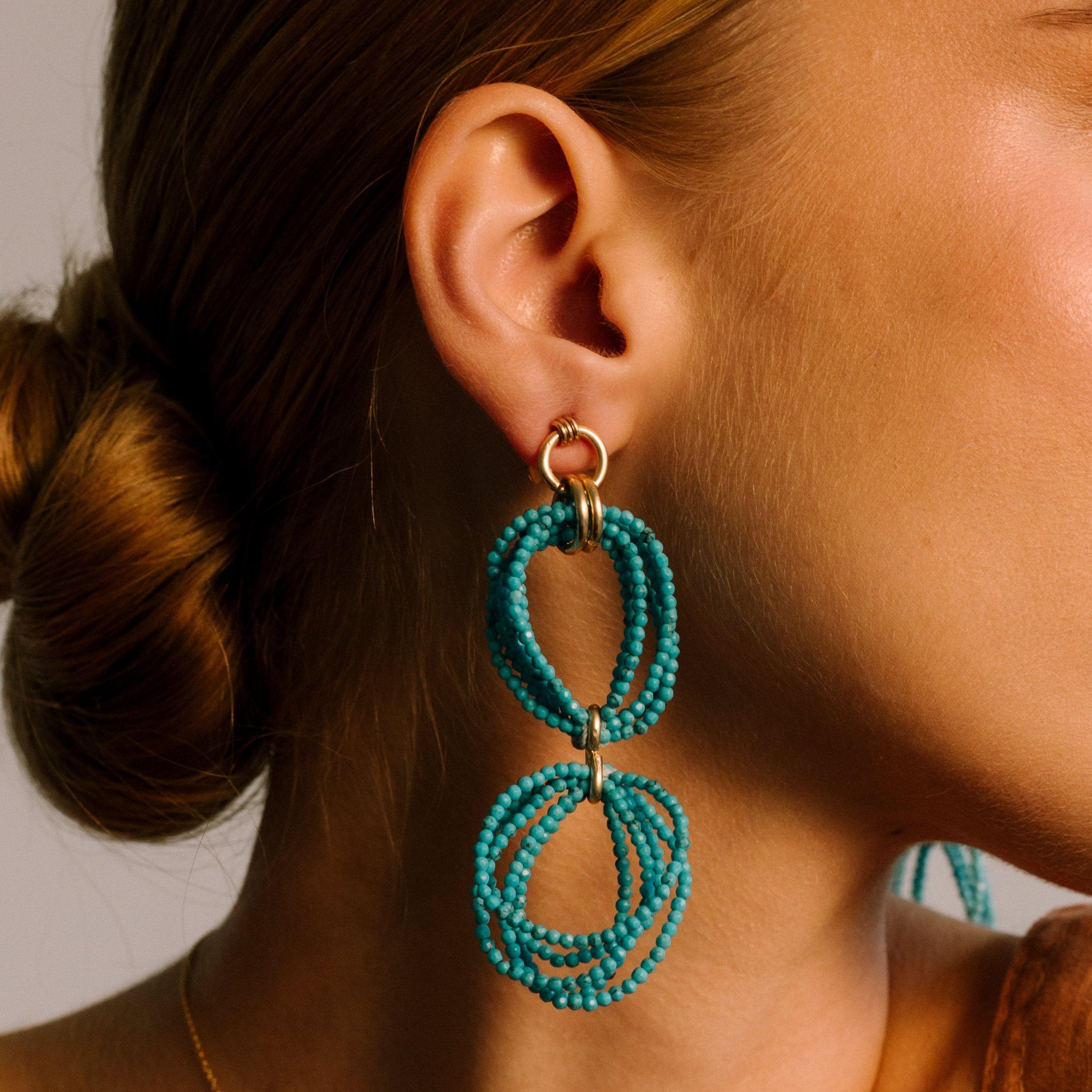 Dariana Earrings #2 (70mm) - Turquoise Earrings TARBAY