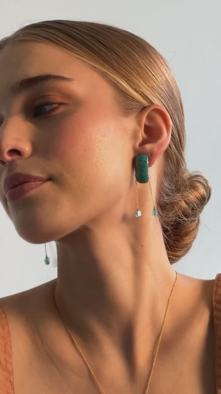 Petra Earrings #2 (50mm) - Turquoise & Apatite Maiara TARBAY