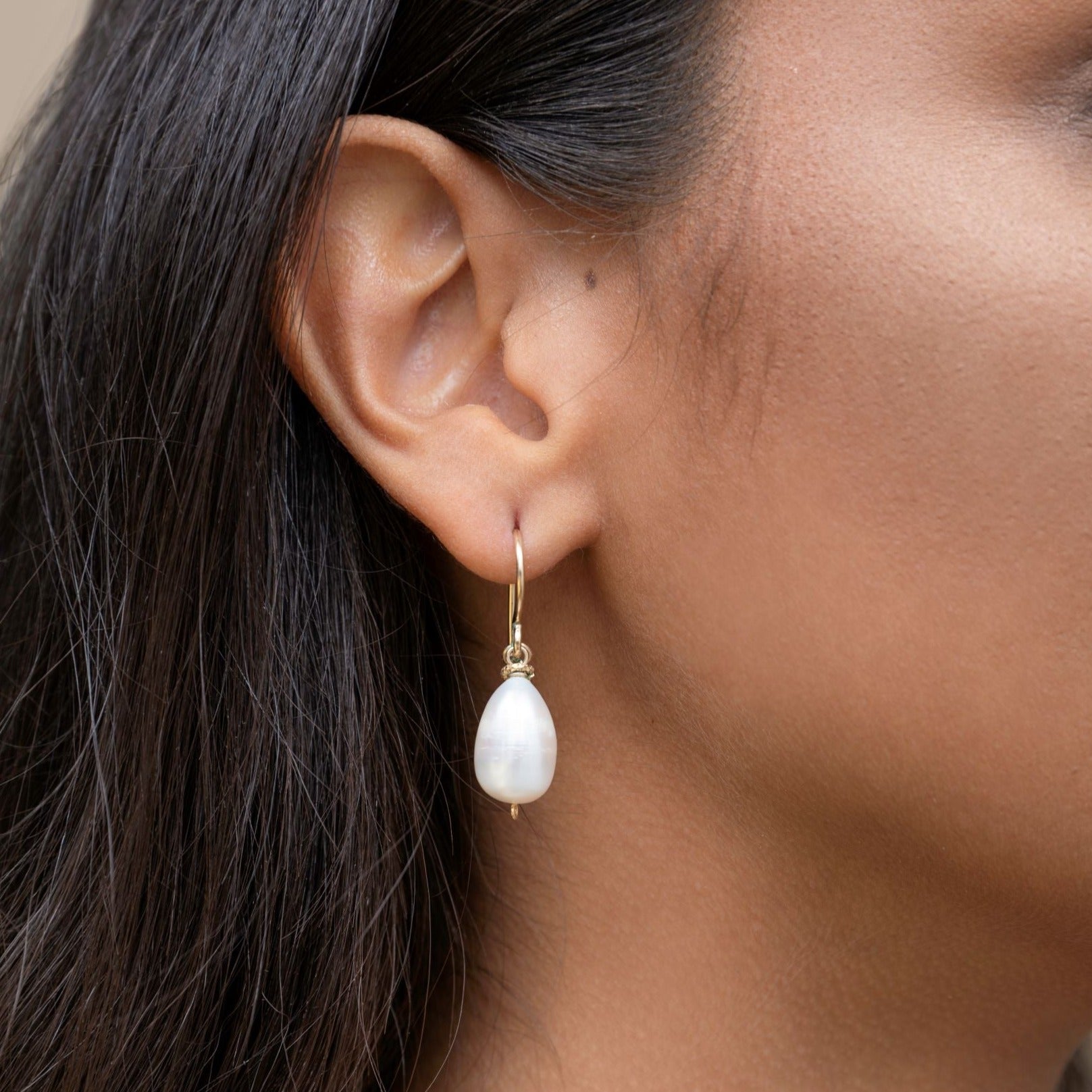 Daniela Dangle Hoop Pearl Earrings