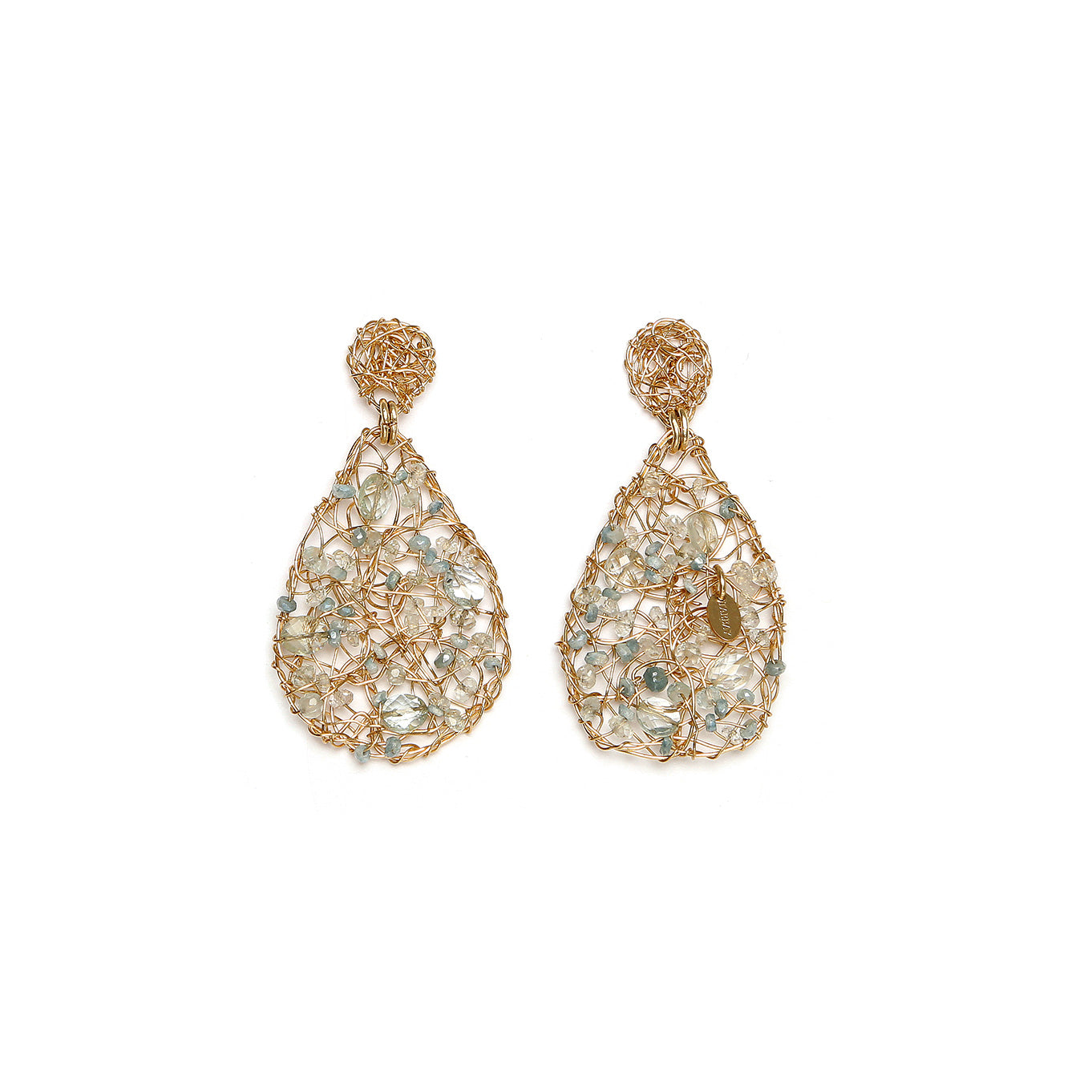 Gota Earrings (40mm) - Aquamarine Mix Gems Earrings TARBAY   